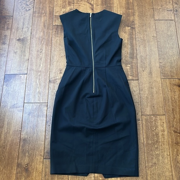 Banana Republic Sloan Fit Black Cross Front Sheath Dress Size 4 - Picture 11 of 13